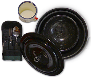 Cooking Pot, Cup, Utensils